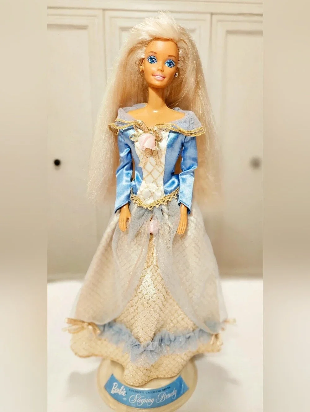 Vintage Barbie Sleeping Beauty Collector Series Doll w/ Stand & Original Gown